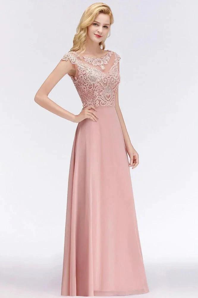 Sleeveless Aline Evening Maxi Dress Beading Crew Neck Party Dress Floor Length