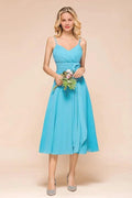 Sleeveless Chiffon Ankle Length Bridesmaid Dress Mini Beach Wedding Guest Dress