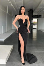 Sleeveless Sweetheart Front-Split Sexy Sweep-Train Prom Dress