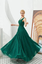 Sleeveless V-Neck aline Evening Swing Dress Backless Party Dress