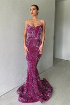 Slim Sequined Mermaid Prom Dress Charming Spaghetti