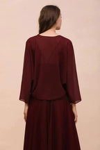Spaghetti Sraps Burgundy Bridesmaid Dress with Wraps Floor Length Wedding Guest Dres