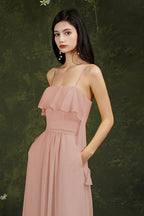 Spaghetti Strapes Split Front Aline Tulle Long Prom dress