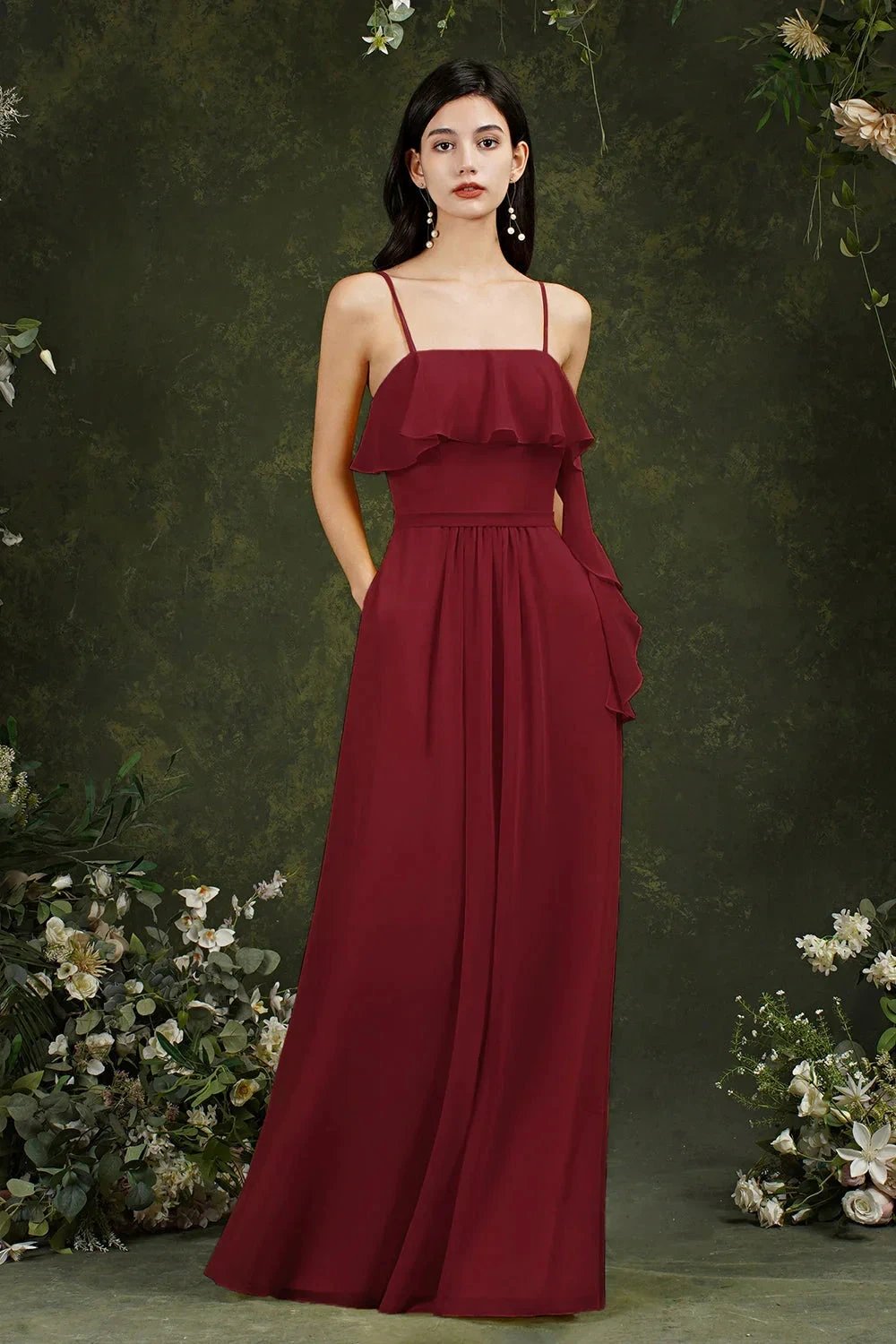 Spaghetti Strapes Split Front Aline Tulle Long Prom dress