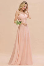 Spaghetti Straps Aline Bridesmaid Dress Sweetheart  Chiffon Swing Evening Dress