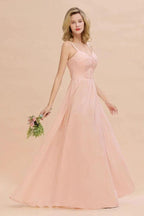 Spaghetti Straps Aline Bridesmaid Dress Sweetheart  Chiffon Swing Evening Dress