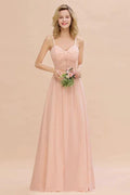 Spaghetti Straps Aline Bridesmaid Dress Sweetheart  Chiffon Swing Evening Dress