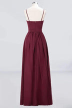 Spaghetti-Straps Backless Bridesmaid Dress  Ruffles Chiffon Wedding Party Dress