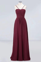 Spaghetti-Straps Backless Bridesmaid Dress  Ruffles Chiffon Wedding Party Dress