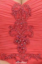 Spaghetti Straps Chiffon Aline Evening Maxi Gown Sleeveless Beading Bridesmaid Dress