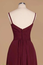 Spaghetti Straps Simple Evening Maxi Dresses Aline Chiffon Ruffle Party Gown