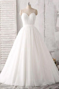 Spaghetti Straps Sweetheart  Floor-length White Satin Wedding Dress WD143