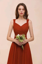 Strap Slim Floor Length Evening Dress for Bride Bridesmaid Dress