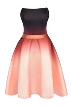 Strapless Gradient Satin Mini Party Dress Knee Length Homecoming Dress