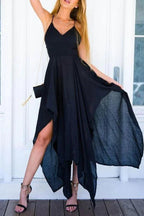 Straps V Neck Burgundy High Low Party Dress Homecoming Dresses PD310
