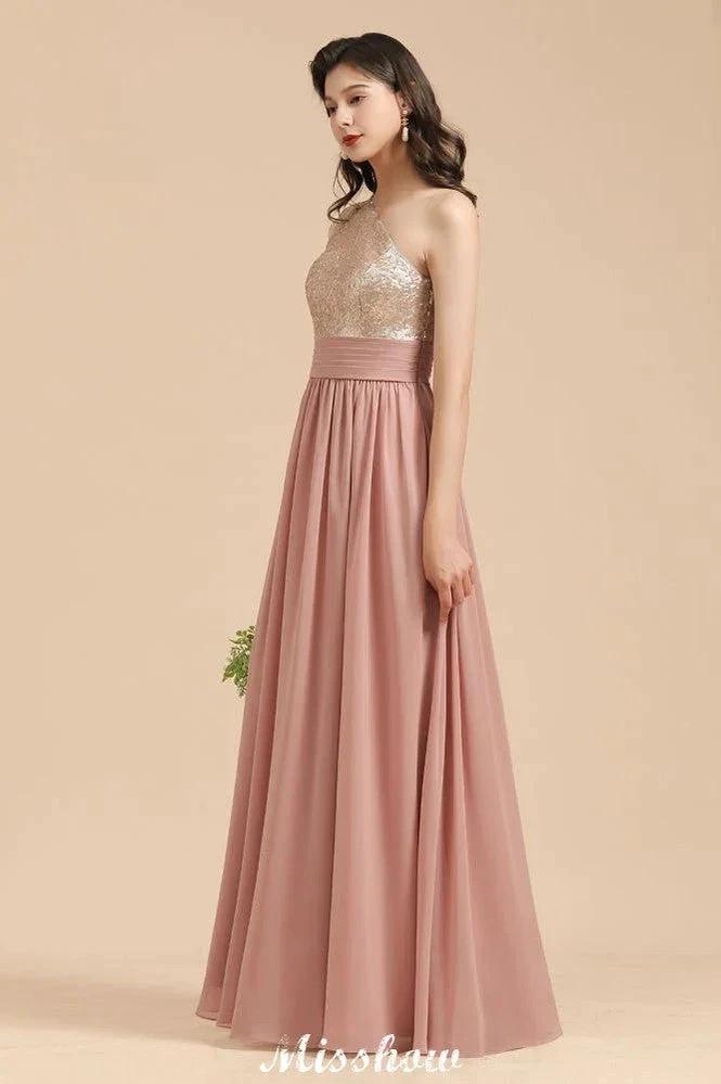 Stylish One Shoulder Sequins Chiffon Evening Party Dress Prom Dress