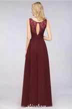 Stylish V-Neck aline Evening Maxi Gown Chiffon Sleeveless Bridesmaid Dress Burgundy