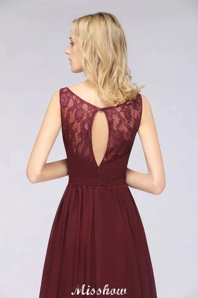 Stylish V-Neck aline Evening Maxi Gown Chiffon Sleeveless Bridesmaid Dress Burgundy