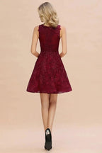 Stylish V-Neck Floral Appliques Homecoming Dress Knee-Length Sleeveless Party Dress
