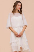 Sweetheart Mini Chiffon Dress with Wraps Simple Beach Bridesmaid Dress for Bride