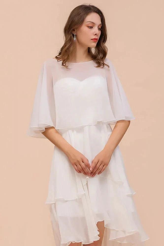 Sweetheart Mini Chiffon Dress with Wraps Simple Beach Bridesmaid Dress for Bride