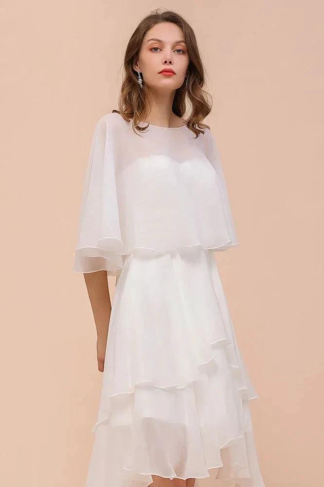 Sweetheart Mini Chiffon Dress with Wraps Simple Beach Bridesmaid Dress for Bride