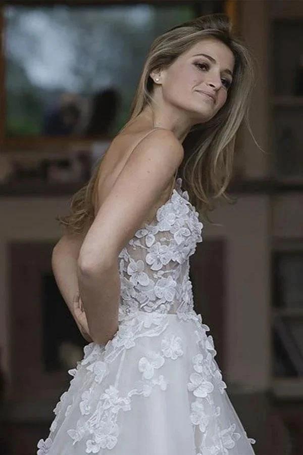 Sweetheart Neck Tulle Wedding Dresses Appliqued Wedding Gowns   WD327