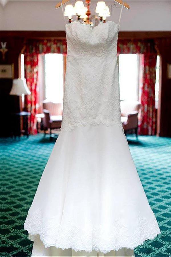 Sweetheart Neckline Mermaid Wedding Dresses With Lace Appliques WD194