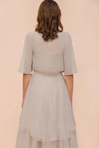 Sweetheart Sleeveless Mini Grey Bridesmaid Dress with Chiffon Wraps