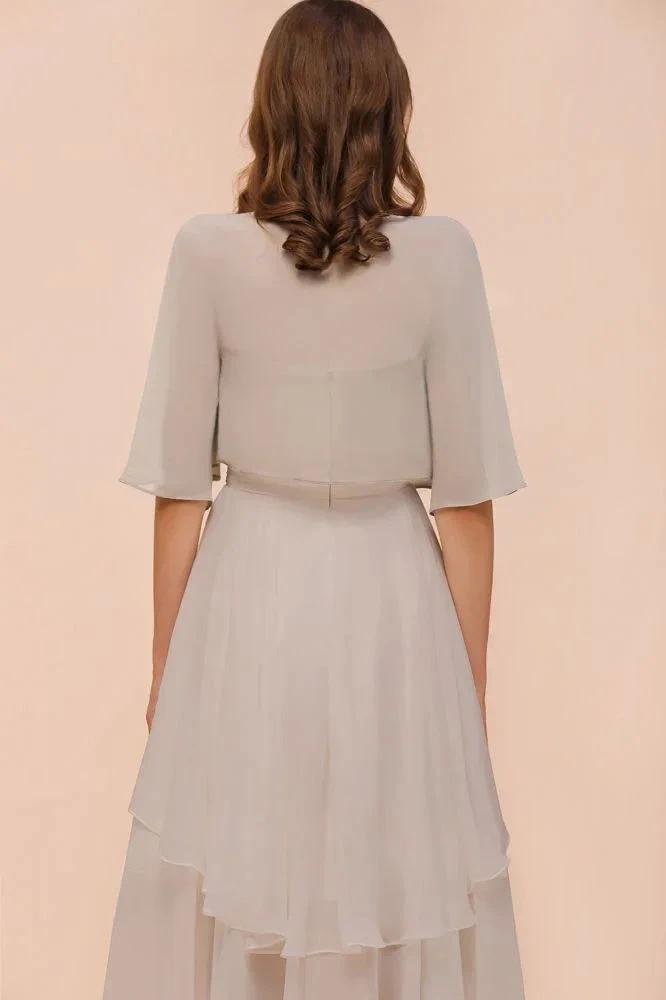 Sweetheart Sleeveless Mini Grey Bridesmaid Dress with Chiffon Wraps