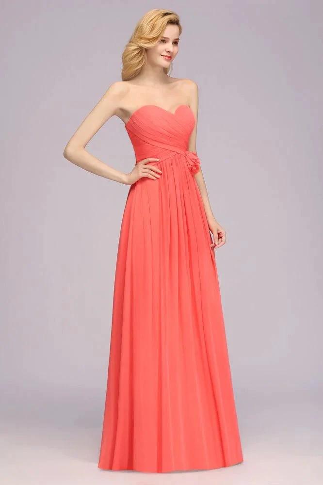 Sweetheart Sleeveless Ruffle Evening Swing Dress Chiffon aline Bridesmaid Dress