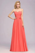 Sweetheart Sleeveless Ruffle Evening Swing Dress Chiffon aline Bridesmaid Dress