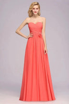 Sweetheart Sleeveless Ruffle Evening Swing Dress Chiffon aline Bridesmaid Dress