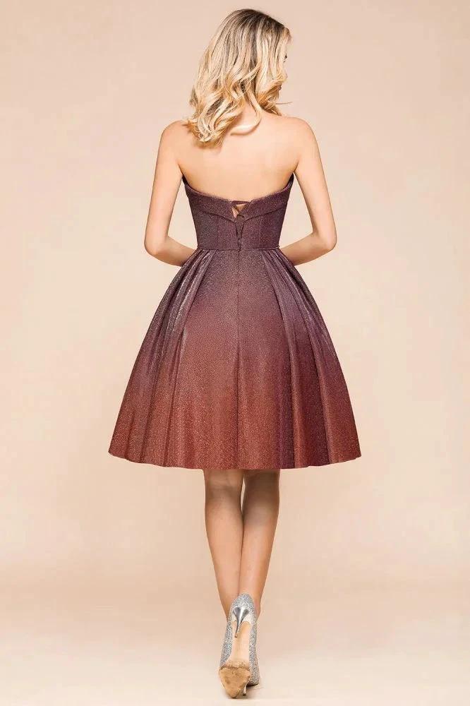 Sweetheart Sleevless Mini Homecoming Dress Bright Silk Knee Length Prom Dress