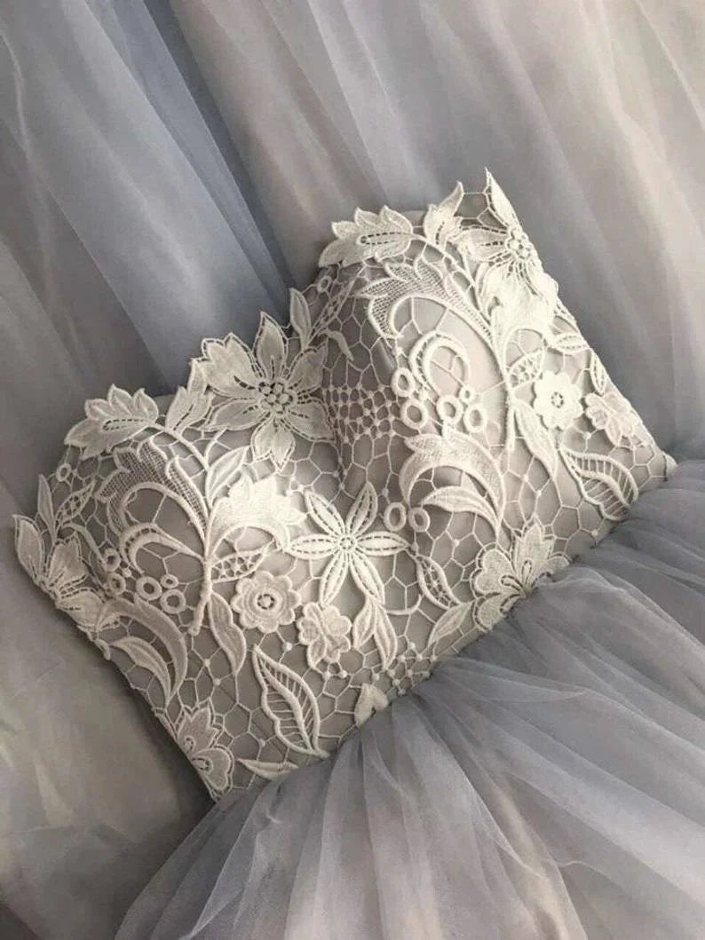 Sweetheart Strapless A Line Bohemian Wedding Dress Modest Tulle Bridal Gown  WD427