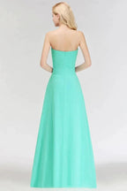 Sweetheart Strapless Floor Length Ruffles Top Bridesmaid Dress
