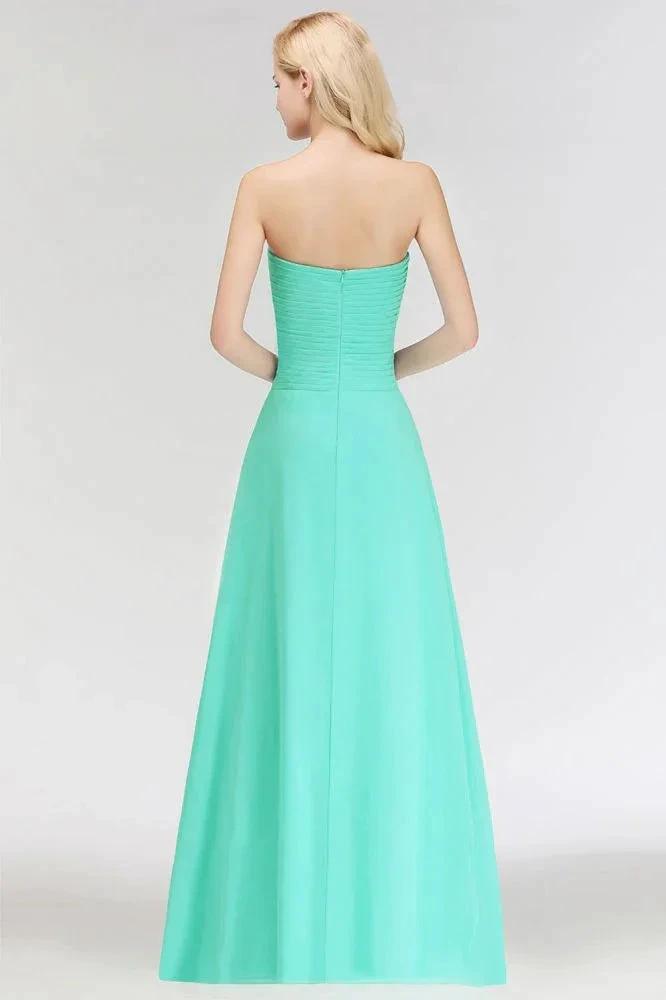 Sweetheart Strapless Floor Length Ruffles Top Bridesmaid Dress