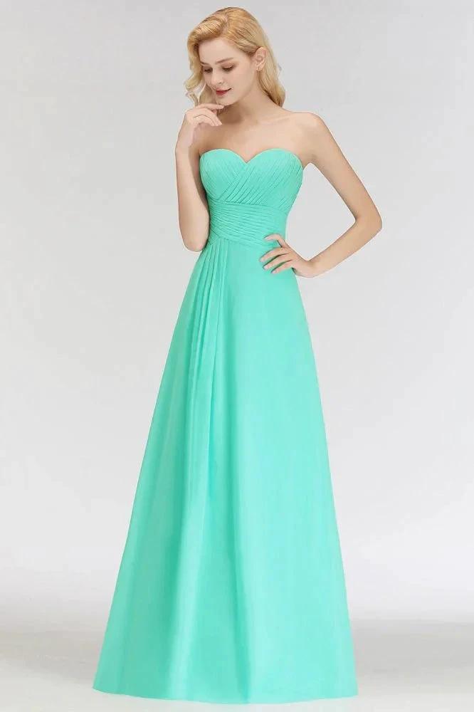 Sweetheart Strapless Floor Length Ruffles Top Bridesmaid Dress