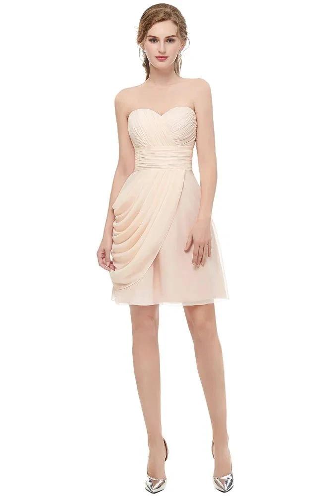 Sweetheart Strapless Ruffles Chiffon Aline Short Homecoming Dress
