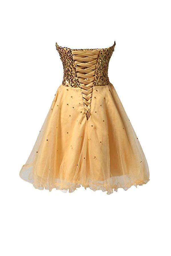 Sweetheart Tullle Sequins Homecoming Dress Short Prom Gown PG085