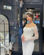 Trendy Floor Length Long Sleeves Mermaid Lace Wedding Dress
