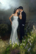 Trendy Floor Length Square Spaghetti Straps Sleeveless Mermaid Lace Wedding Dress