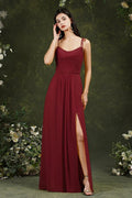 Tulle Spaghetti strapes Aline Split Front Prom dress