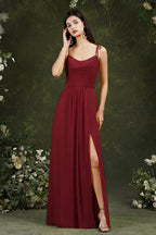 Tulle Spaghetti strapes Aline Split Front Prom dress