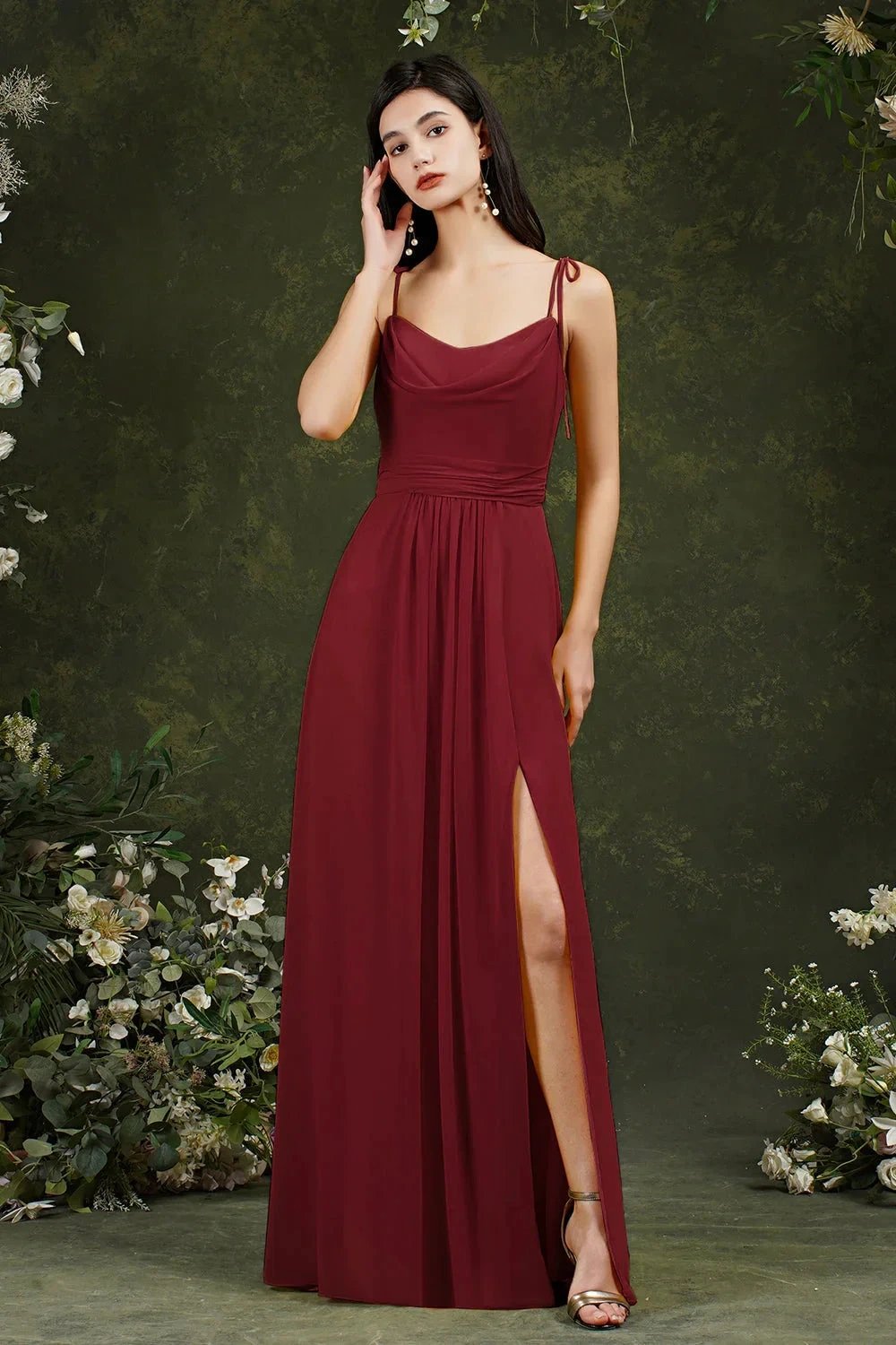 Tulle Spaghetti strapes Aline Split Front Prom dress