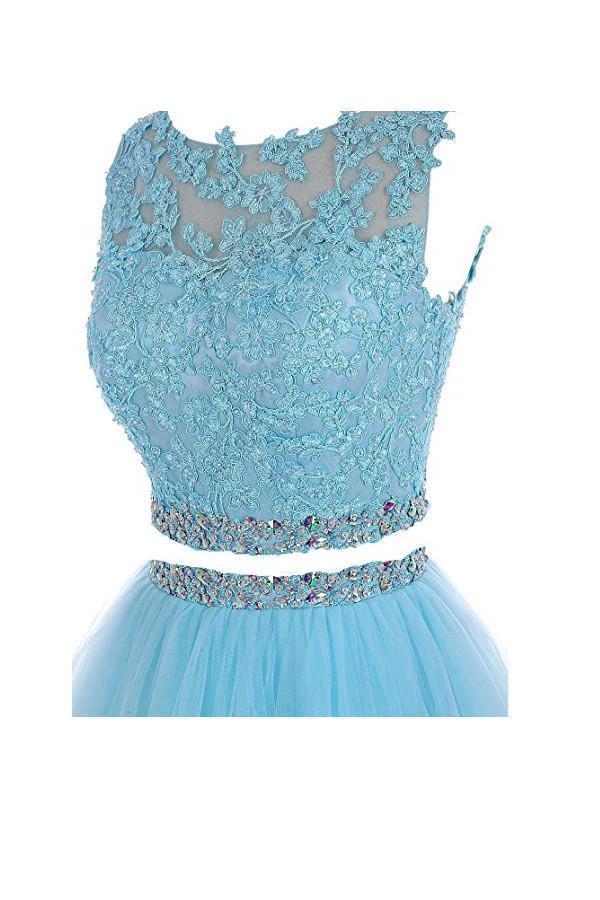 Two Pieces Prom Dresses Applique Short Homecoming Dresses PG036