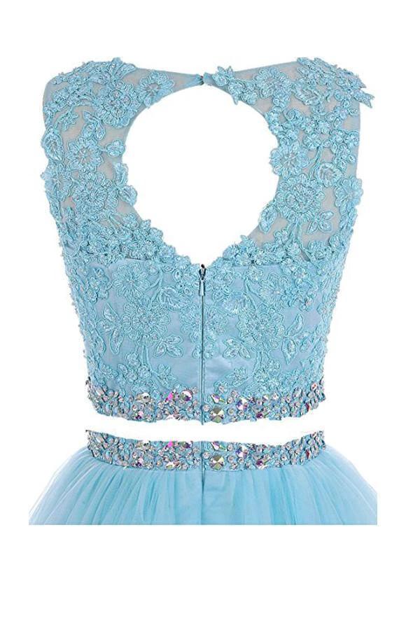 Two Pieces Prom Dresses Applique Short Homecoming Dresses PG036