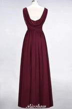 V-Neck Sleeveless Floor-Length Bridesmaid Dress Aline Ruffles Chiffon Party Gown