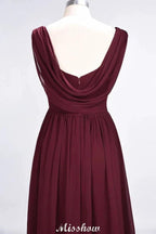 V-Neck Sleeveless Floor-Length Bridesmaid Dress Aline Ruffles Chiffon Party Gown