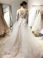 Vintage Lace Wedding Dresses Ball Gown with Long Sleeves   WD320